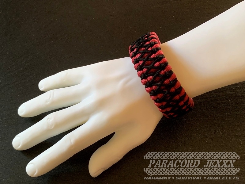 Paracord náramek (19 cm) burgundy - black - 5