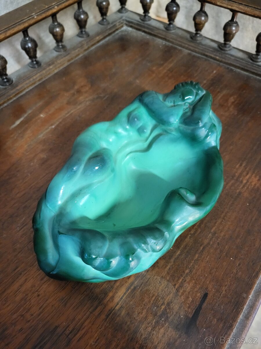 Art - Deco Miska - Malachitové sklo 1930 - 5