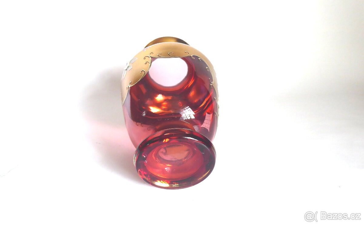 A427_ Váza, novoborské sklo, smalt, retro, cca 1969 - 5