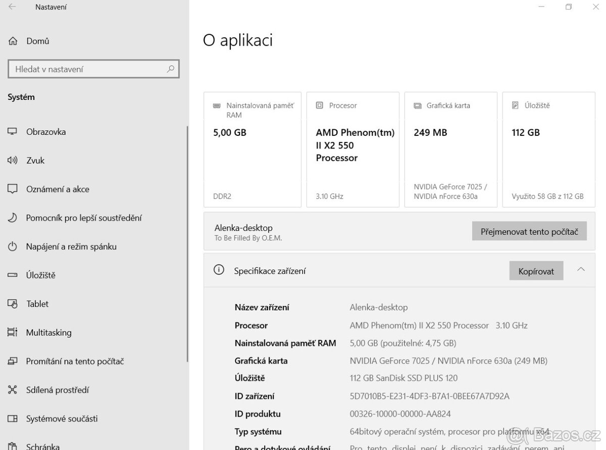 PC AMD Phenom II X2 550 3,1GHz - 5