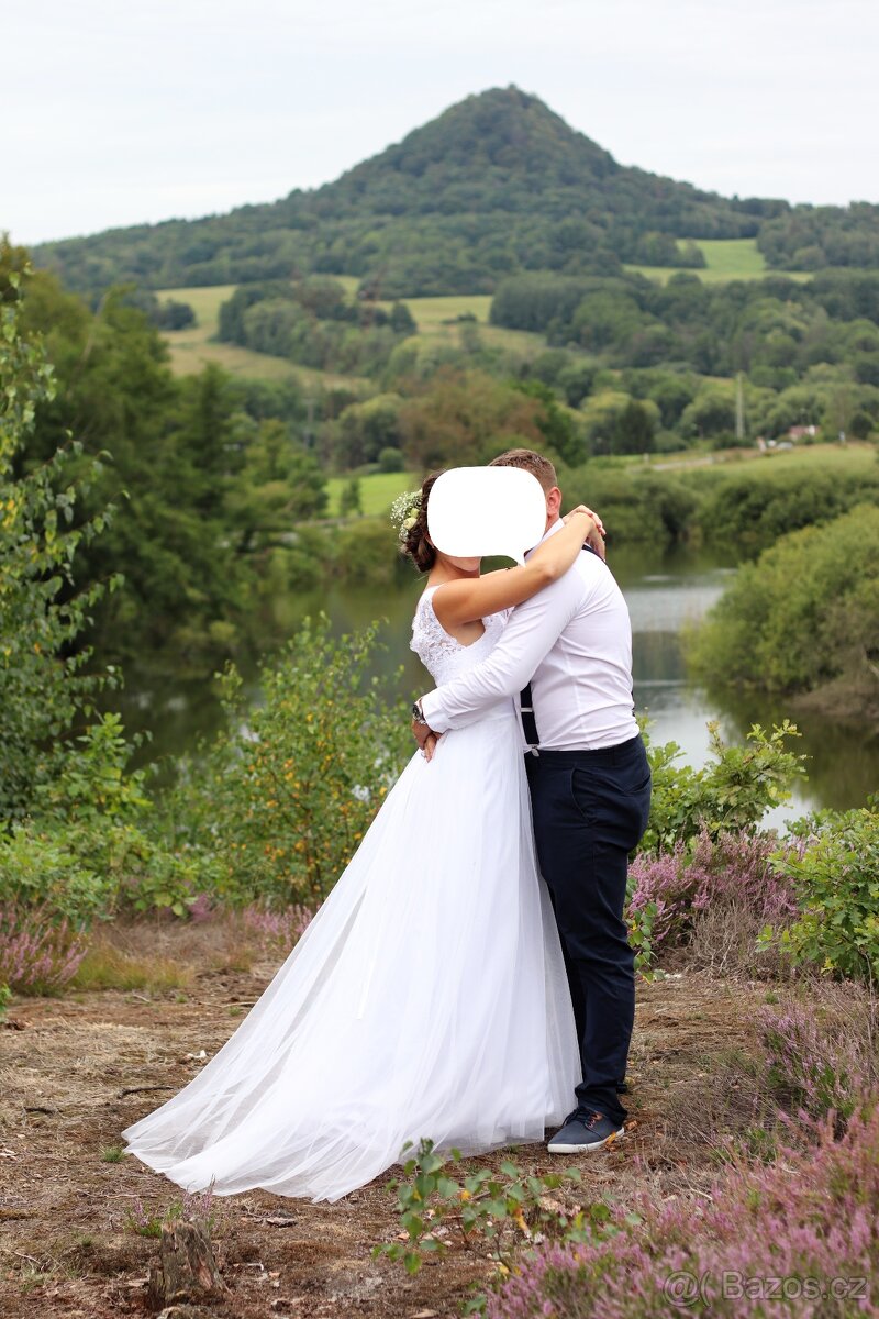 Krásné svatební šaty vel. XS-M + svatební doplňky zdarma - 5