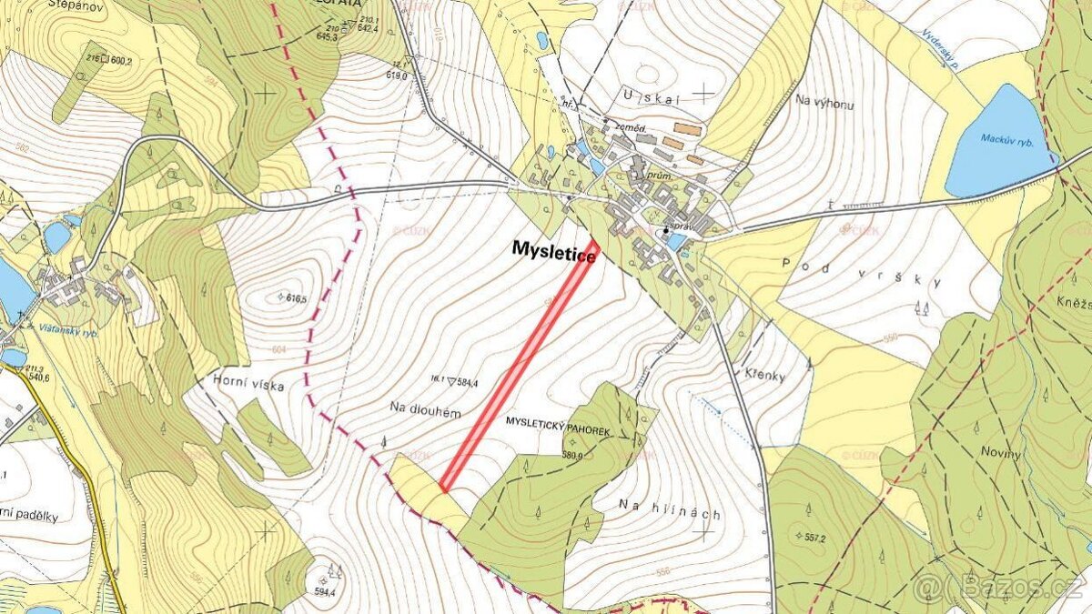 Pozemek, bydlení, prodej, Mysletice, Jihlava - 5