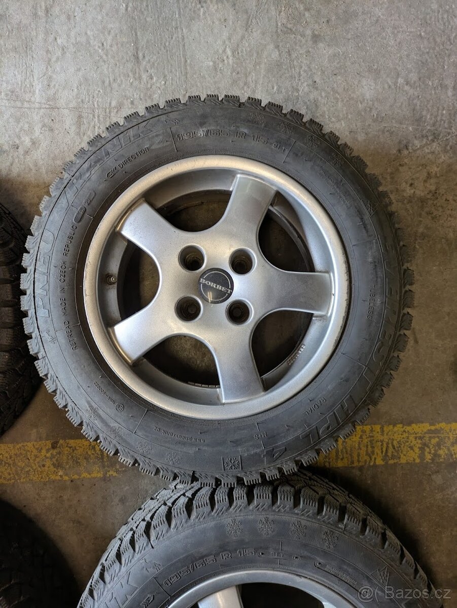 195/65/15 Vraník Everest nové + BORBET ALU KOLA 15" 4×108 - 5