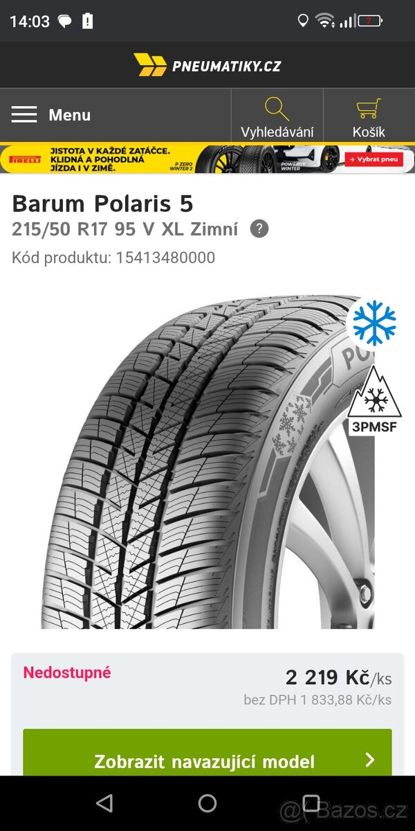 215/50 R17 XL Nové Barum Zimní - 5