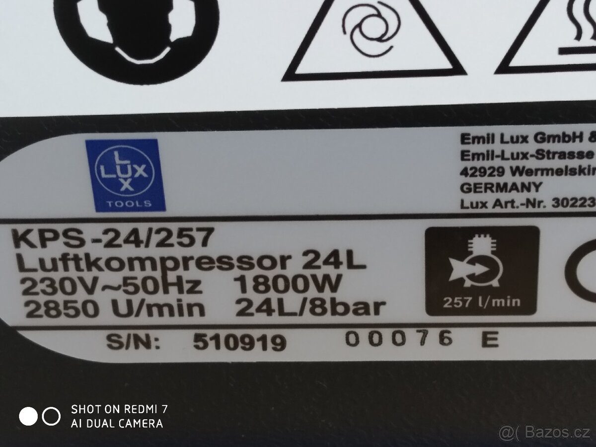 Prodám NEPOUŽITÝ olejový Kompresor LUX-TOOLS KPS-24/257 - 5