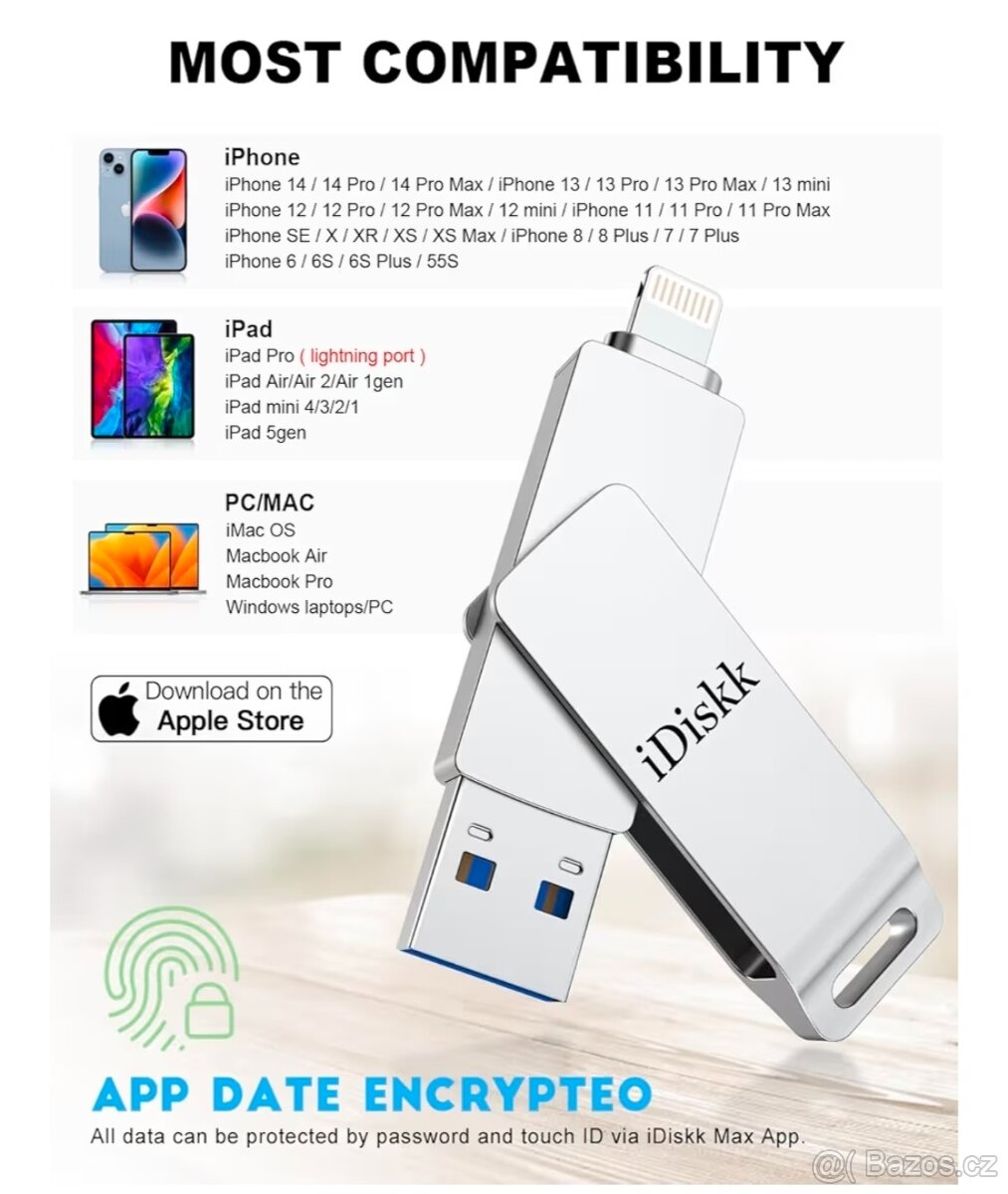 idiskk Flash disk 128 GB,3.0 pro Apple iPhone /iPad/Mac - 5