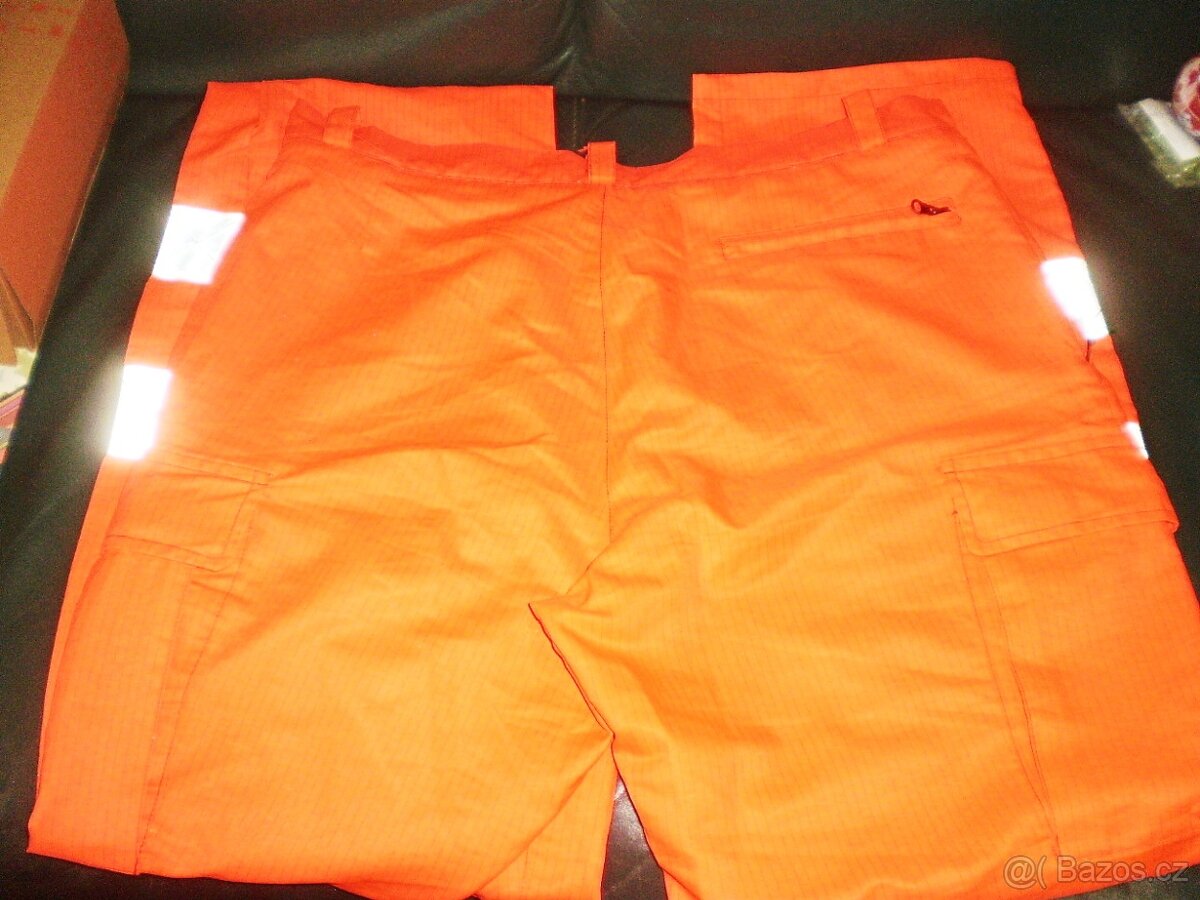 Cargo kalhoty oranžové s reflexními pásky - 5