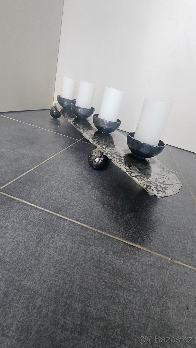 Zakazkovy vanocni adventní věnec svicen kov darek investice - 5