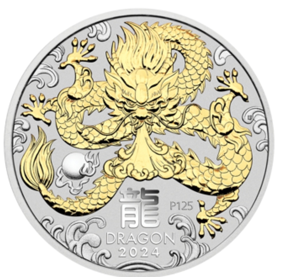 Set strieb.mincí 3 oz-Lunárna séria III. -Rok draka 2024 - 5