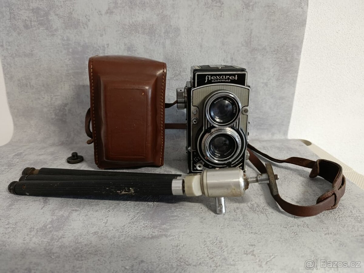 Starý fotoaprát Flexaret automat + kož.obal + stativ - 5