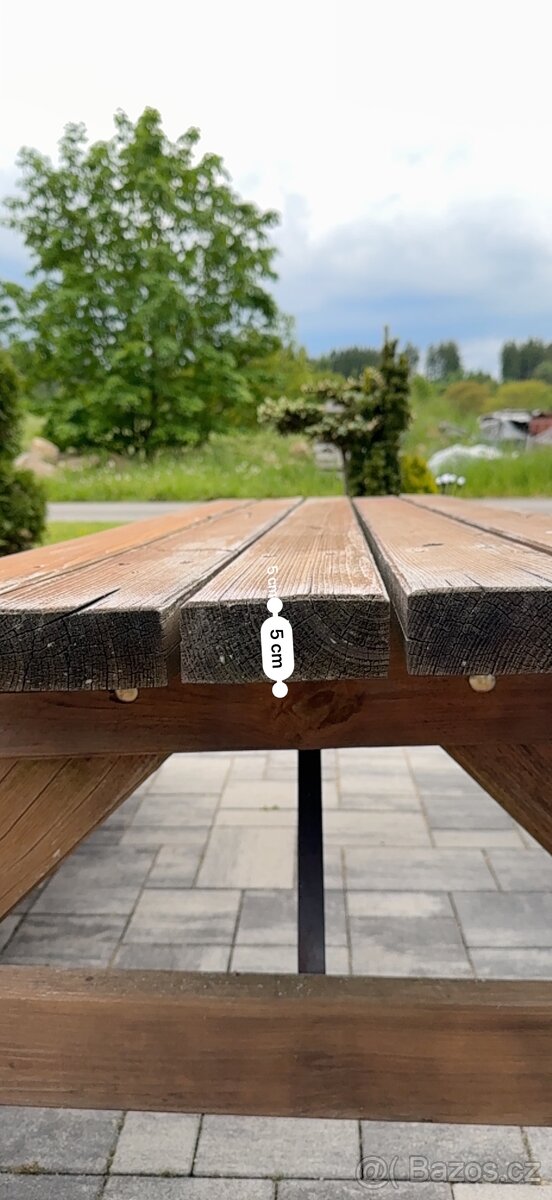 Zahradní lavice dřevěná stůl pivní set - 5