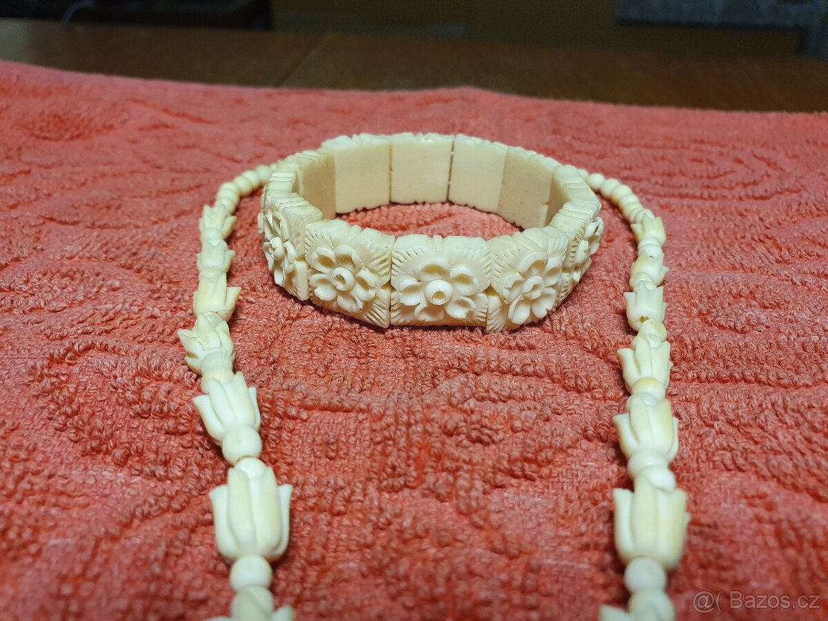 Slonovina - náhrdelník, náušnice, náramek - 5