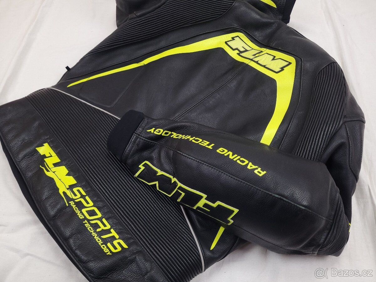 FLM Greyhound Neon pánska kožená moto kombinéza L 52 - 5