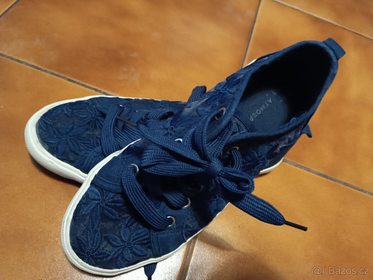 Tenisky, kecky krajkové modré dívčí 38 - 5