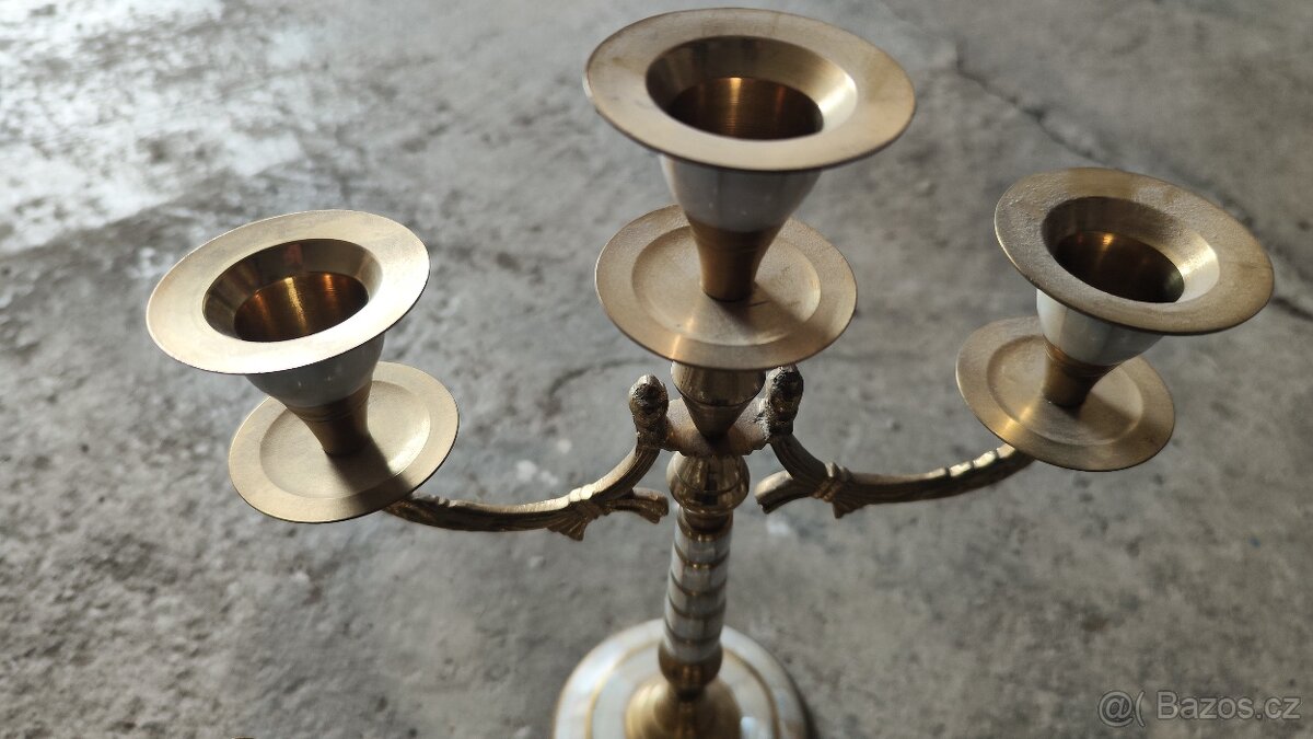 Dekorativní set mosaz a perleť,svicen - 5