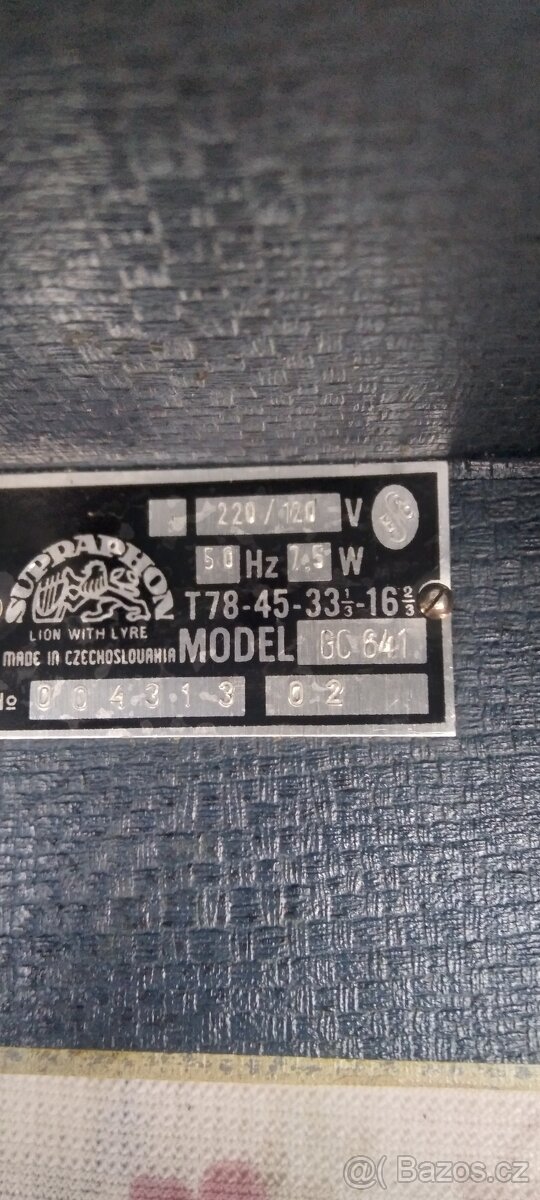 prodám retro gramofon SUPRAFON LION - 5