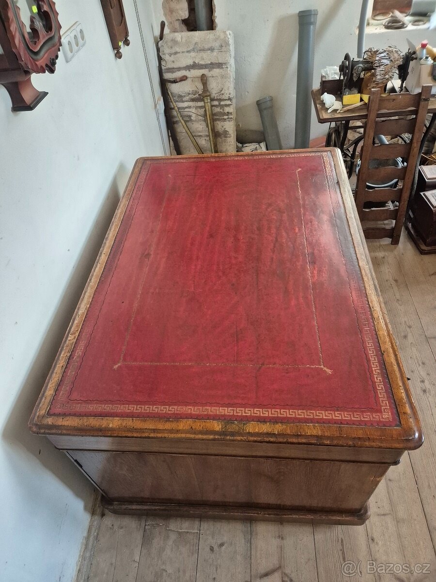 Anglický viktoriánský psací stůl - Oboustranný - 5