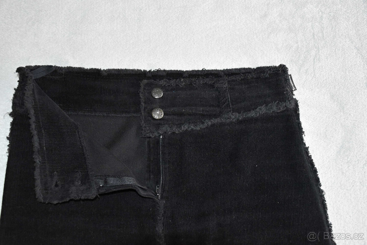 Dlouhá černá manžestrová elastická maxisukně vel.L - 5