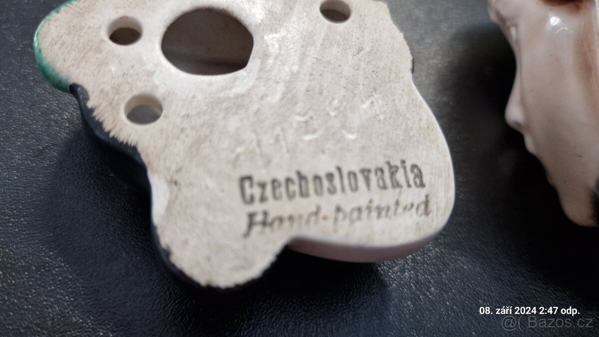 Dvě art deco porcelánové obličeje / masky - 5