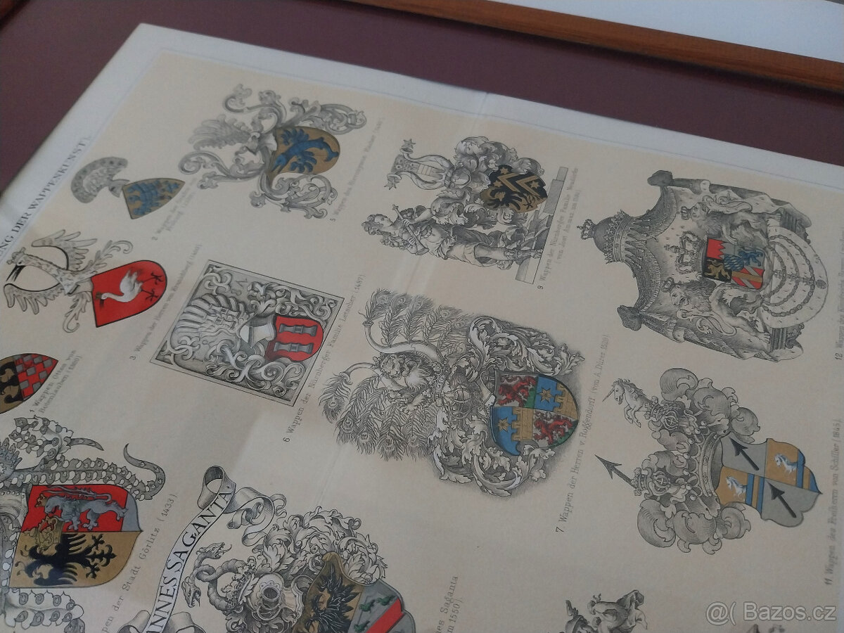 Heraldika, historie vývoje erbů, chromolitografie z r. 1893 - 5
