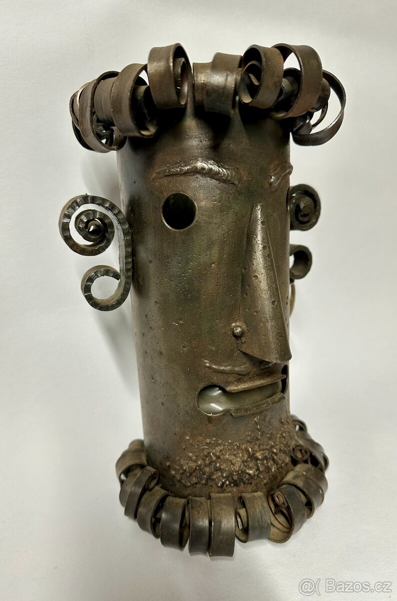 Stará ORIGINAL váza RETRO KUTILKOUSEK ocel sklo RARITA - 5