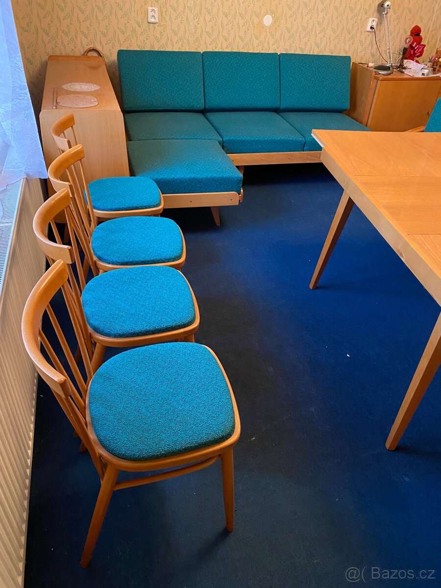 Obývací stěna, gauč, křesla, židle, stůl - 5