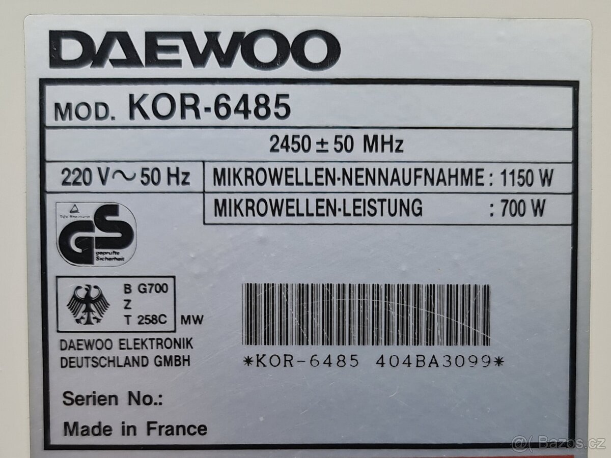 Mikrovlnka Daewoo KOR-6485 - 5
