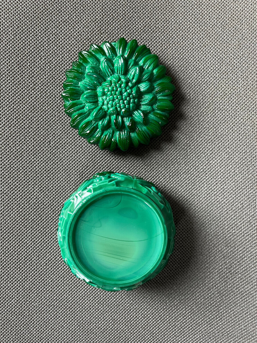 Dóza Ingrid malachitové jade sklo Curt Schlevogt - 5