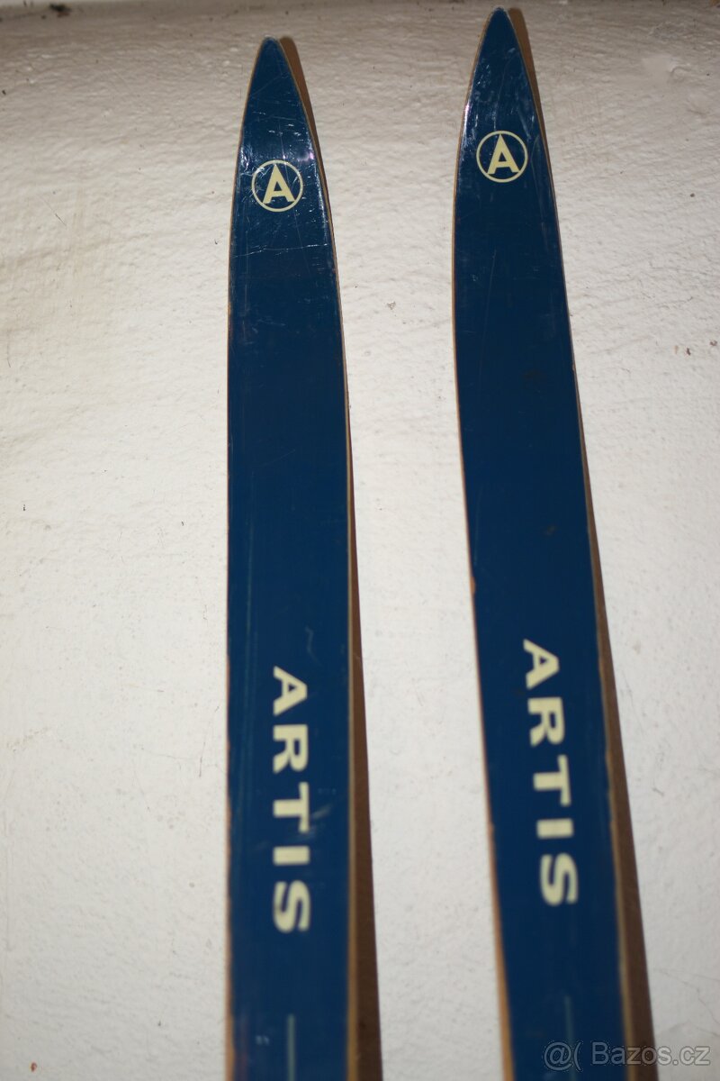 Retro starožitné dřevěné běžky - 5