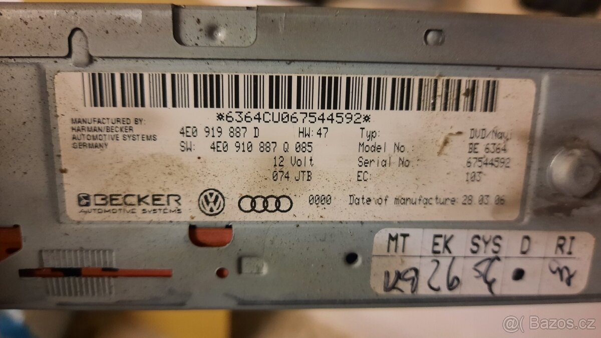 Jednotka radia audi a6 4f a8 4e - 5