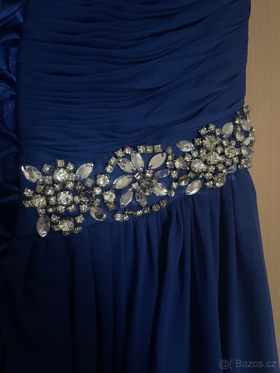 Dlouhé modré plesové šaty - 5
