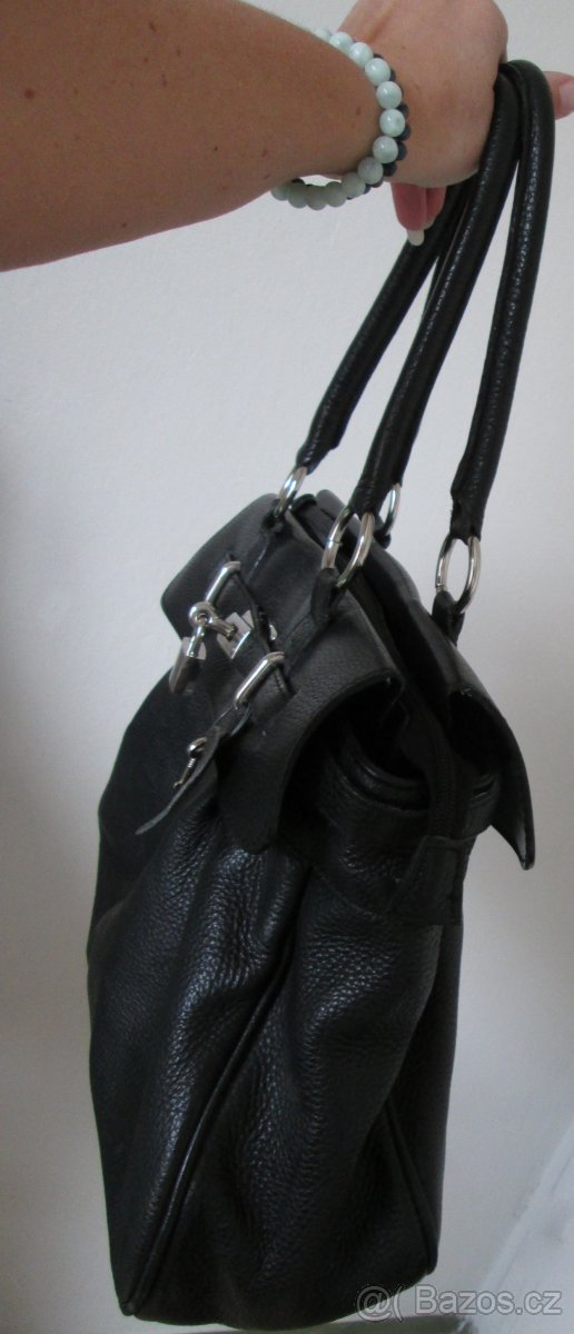 Kabelka styl Birkin, černá kůže. P R O D Á N O - 5