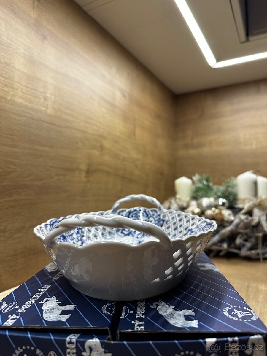 Košík prolamovaný 28cm, Cibulak, originál porcelán Dubí - 5