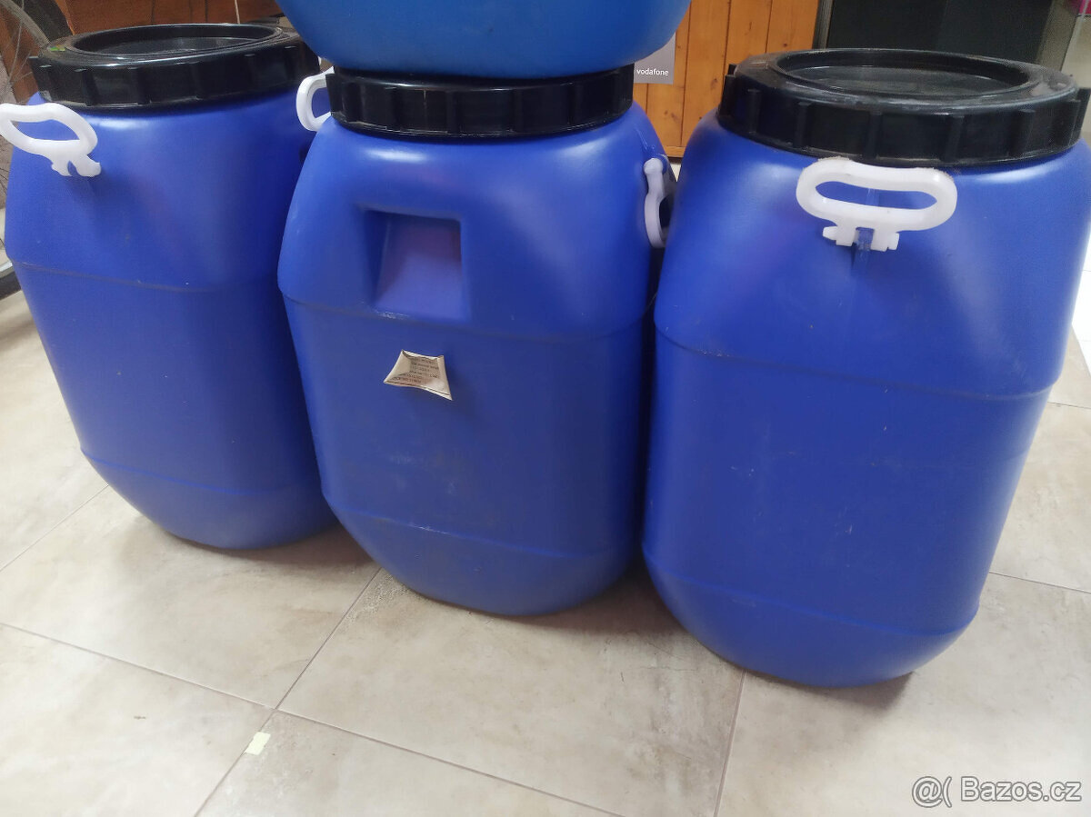 Plastové sudy 60l s držadly a dvěma víky, super stav - 5