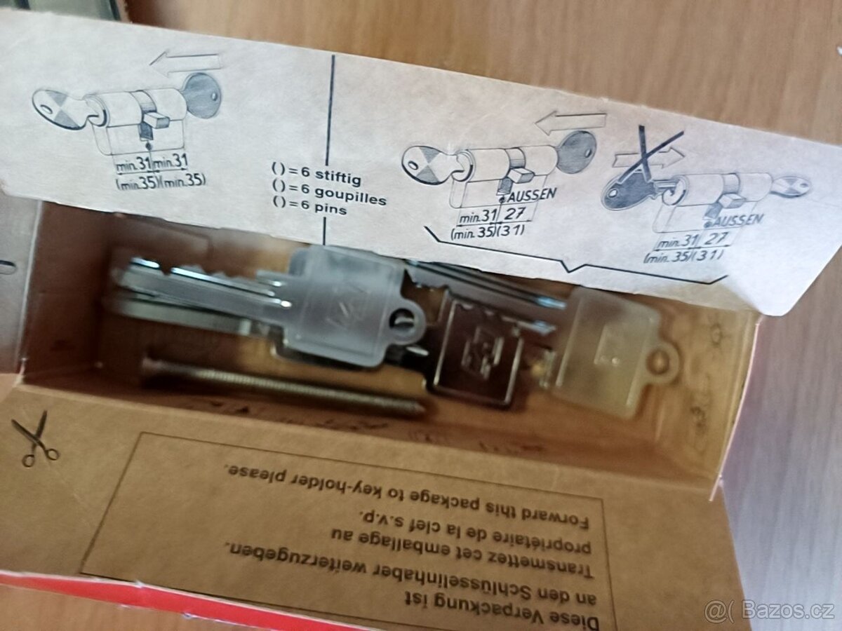 BKS bezpečnostní cylindrická vložka zámku 45/60 s kartou - 5