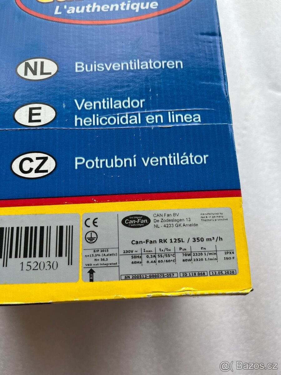 Ventilátor potrubní CAN-FAN RK 125L - NOVÝ - 5
