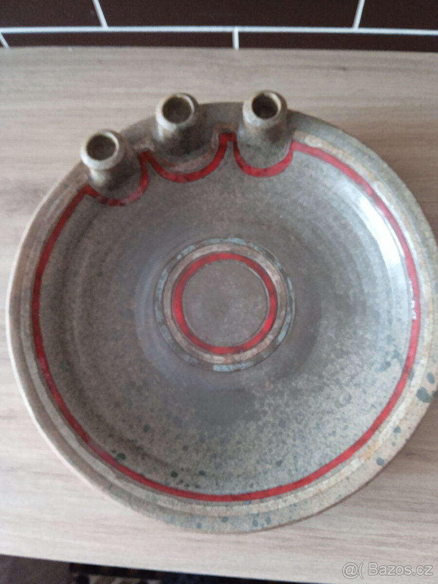 Keramický talíř + svícen - 5