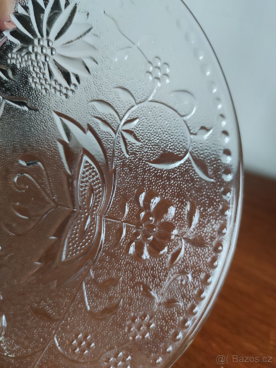 Skleněný podnos na dorty- masivní sklo - 5