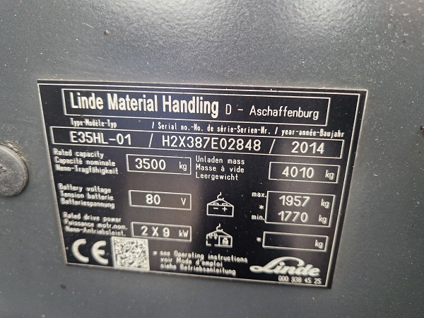 LINDE E35HL, bateriový pohon, DUPLEX, r.v.2014 - 5