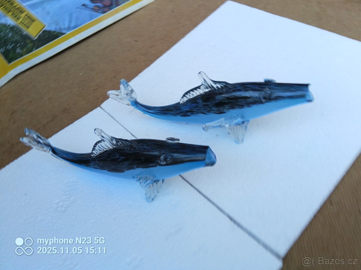 Staré barevné sklo poháry,figury - 5