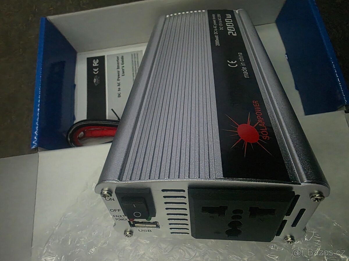 měnič 12V 2000W DC-AC modifikovaná sinusovka, nový - 5