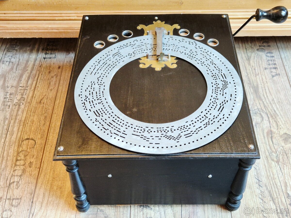 Starožitný hrací stroj, flašinet Ariosa, 1898, Německo - 5