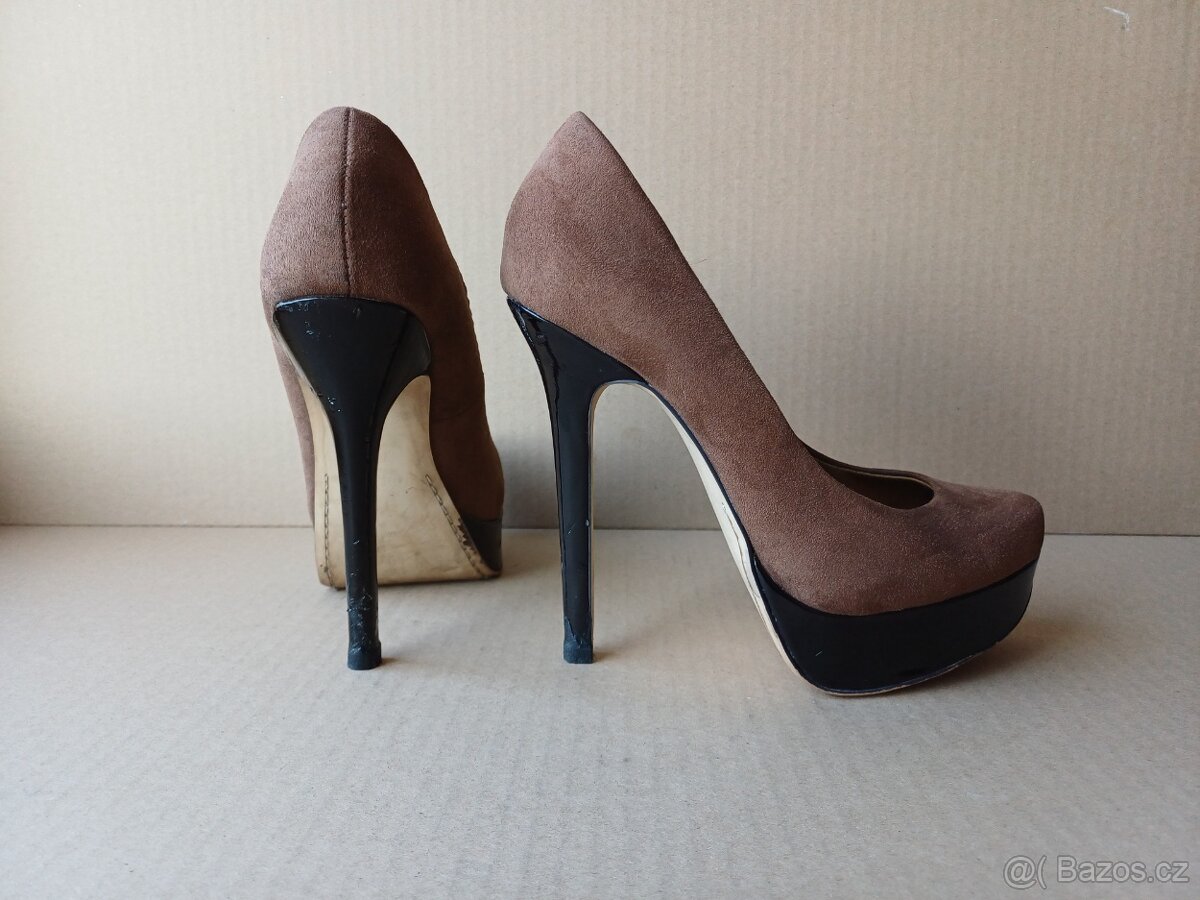 Hnědé lodičky na platformě vel.37 - 5