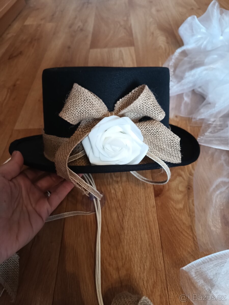 Svatební výzdoba na auta - pěnová bílá růže - 5