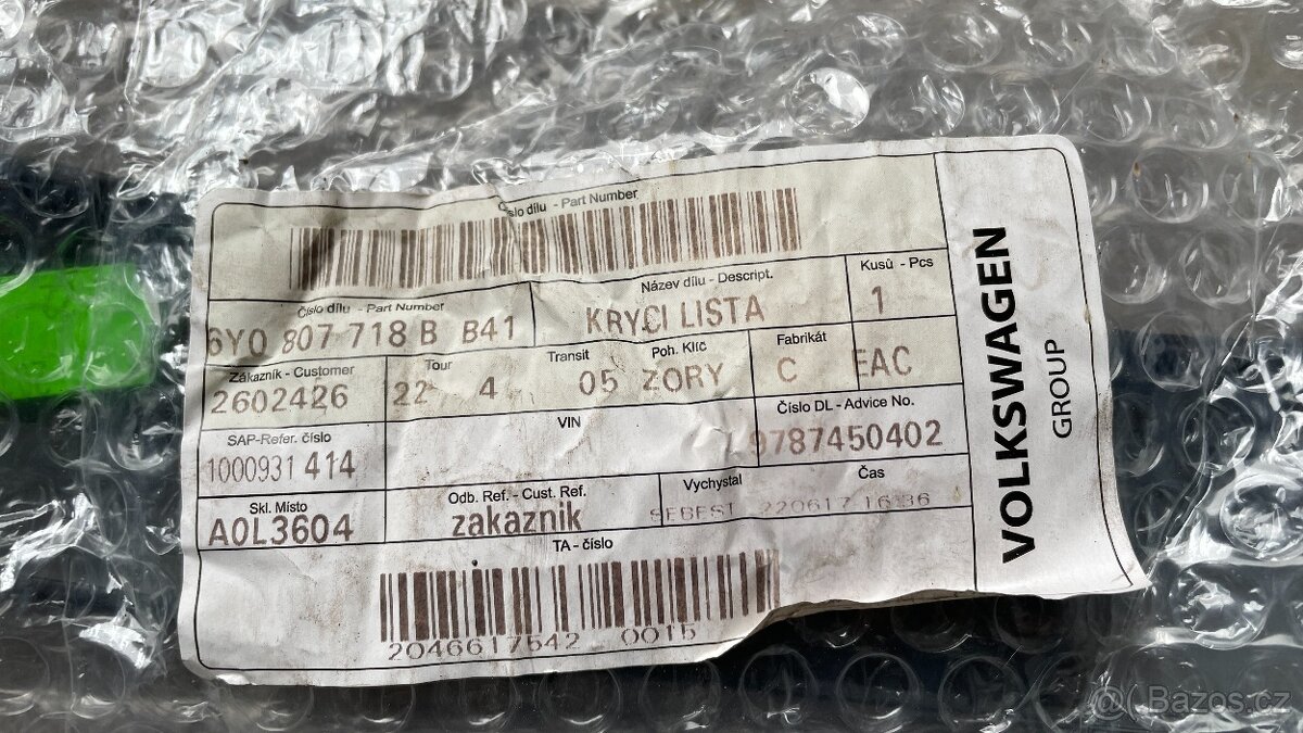 Prodám lišty předního nárazníku Škoda Fabia 1 - 5