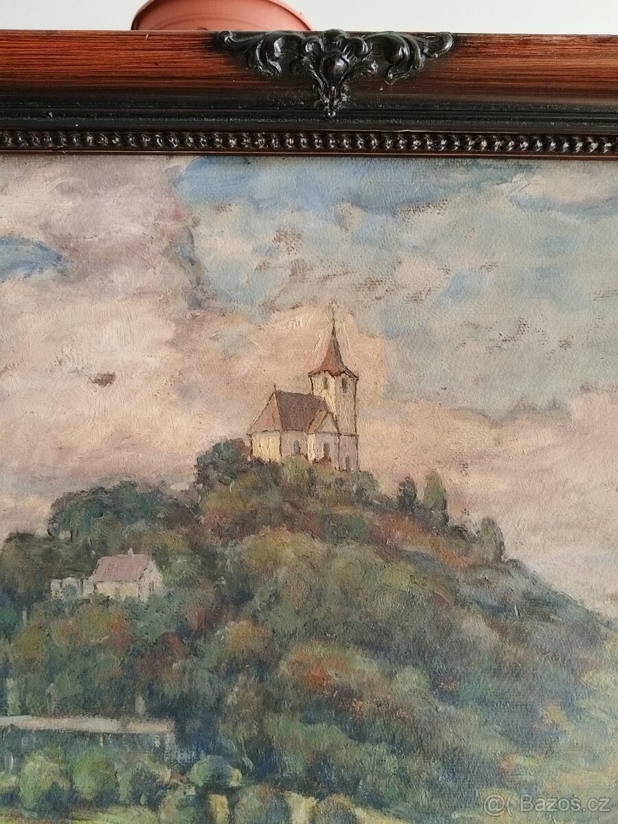 obraz PARTIE S KOSTELÍČKEM, olej, Josef Fiala - 5