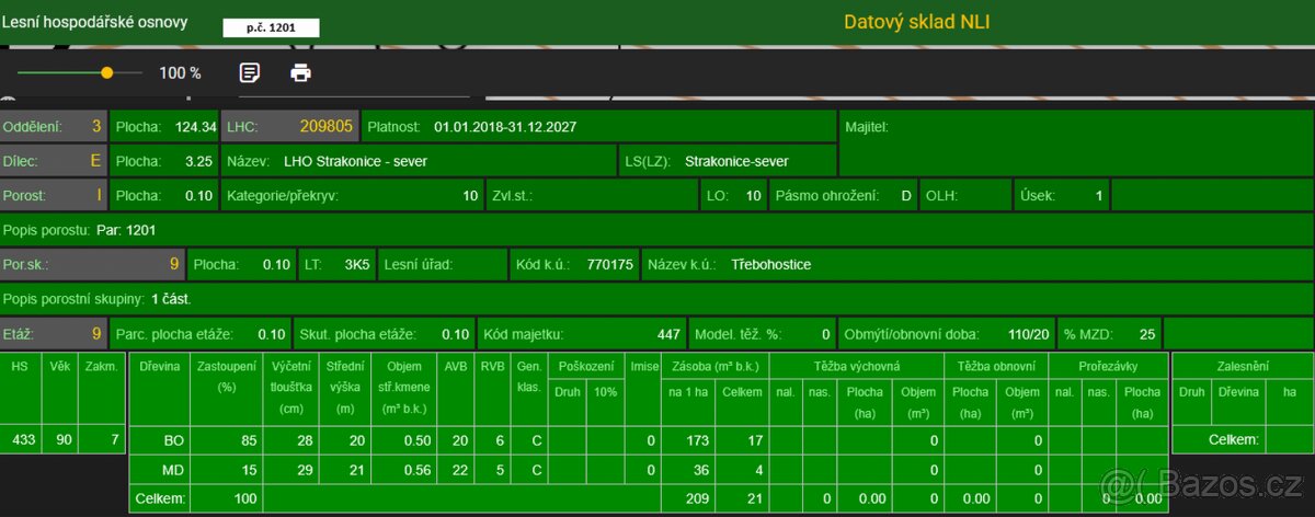 Prodáme lesní pozemky v k.ú. Třebohostice, p.č. 1199/1 a 120 - 5