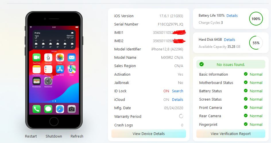 iPhone SE 2020 - nová baterie iOS 17 - 5