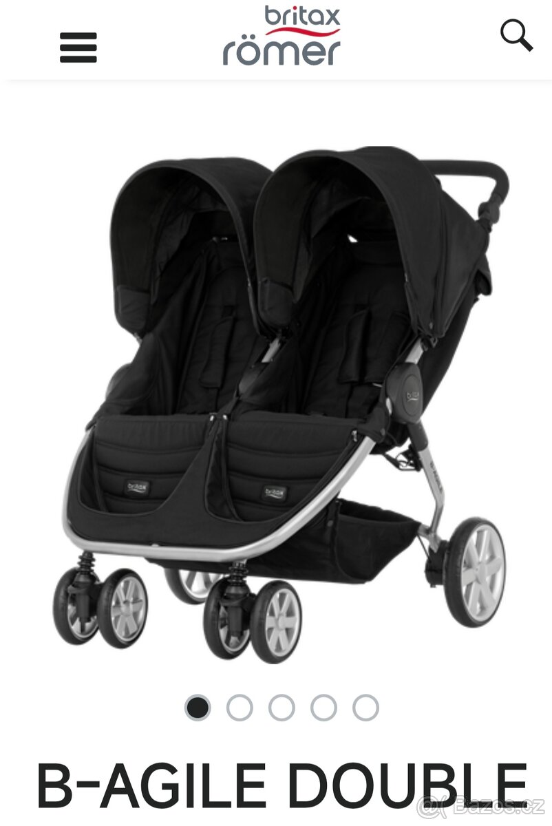 Dvojkocarek, sourozenecký Britax double - 5