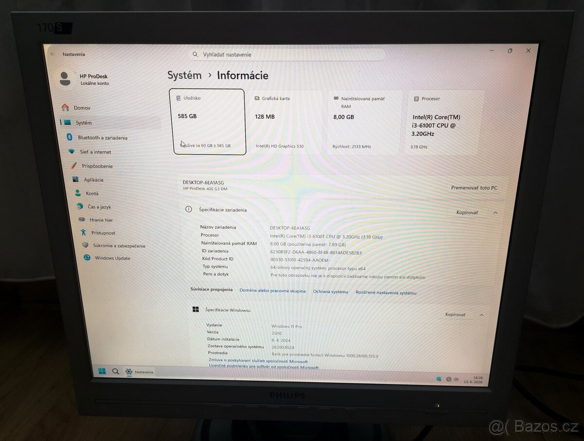 Predám starší PC HP ProDesk 400 G3 Mini DM (11) - 5